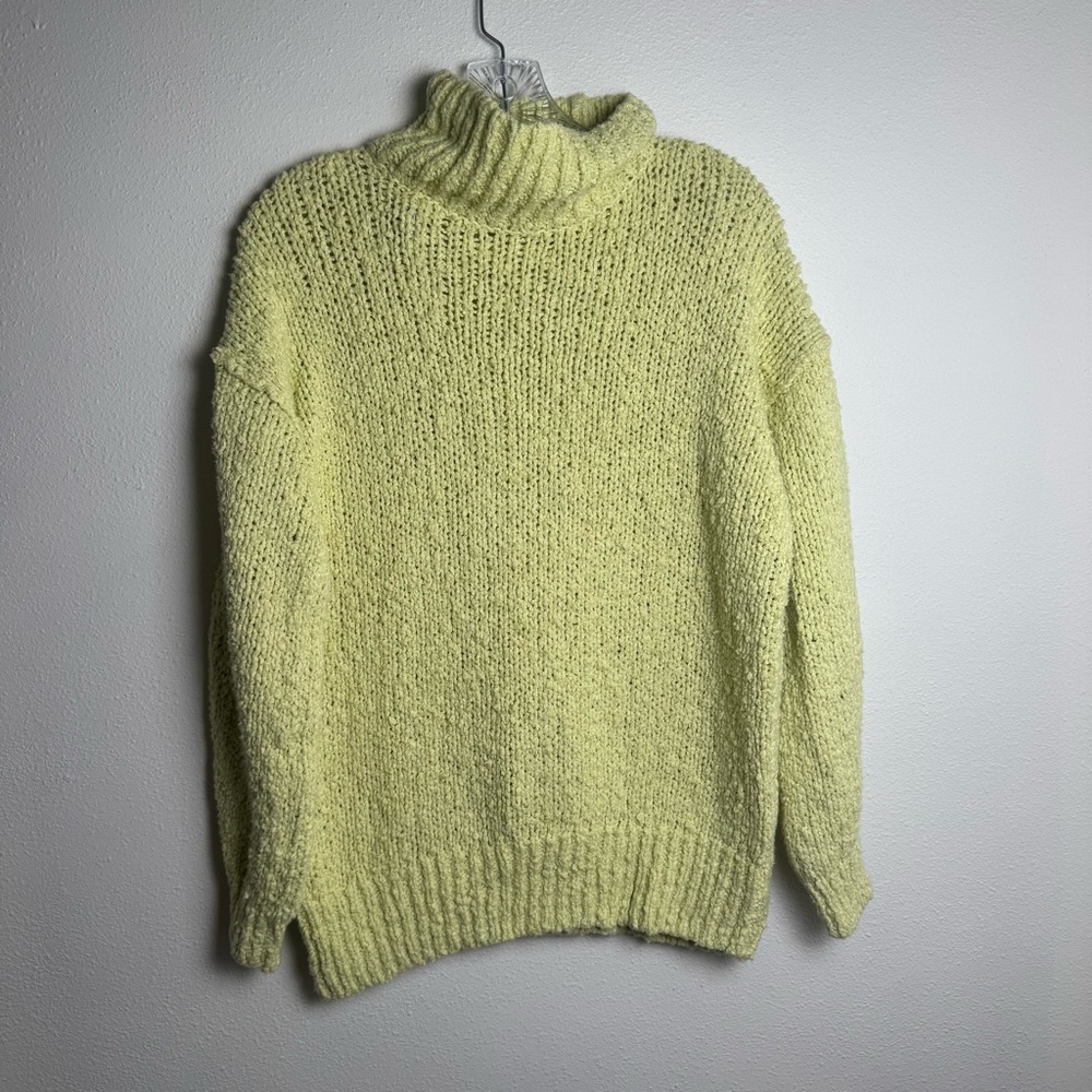 Anthropologie Need It Oversized Mock Neck Light Yellow Green Turtleneck Sweater View 2